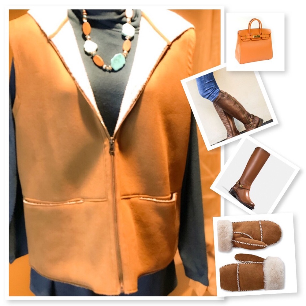 Faux Suede & shearing vest, Jones NY